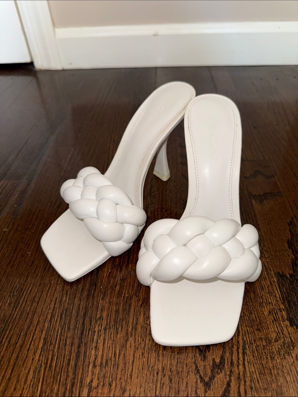 MANGO White Braided Slide Heel Women's Sandal